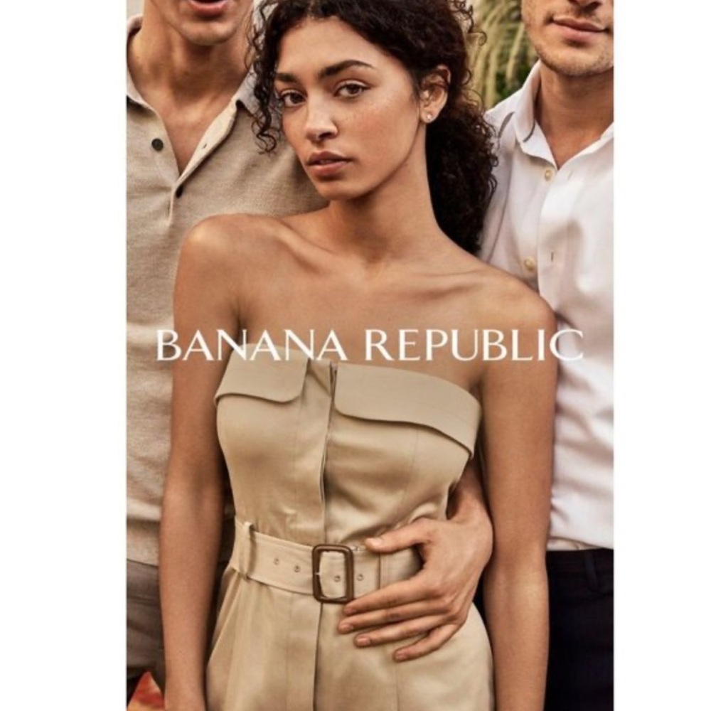 Banana Republic NWOT Asymmetrical Utility Trench Belt Strapless Dress (Size 4) - Picture 4 of 6